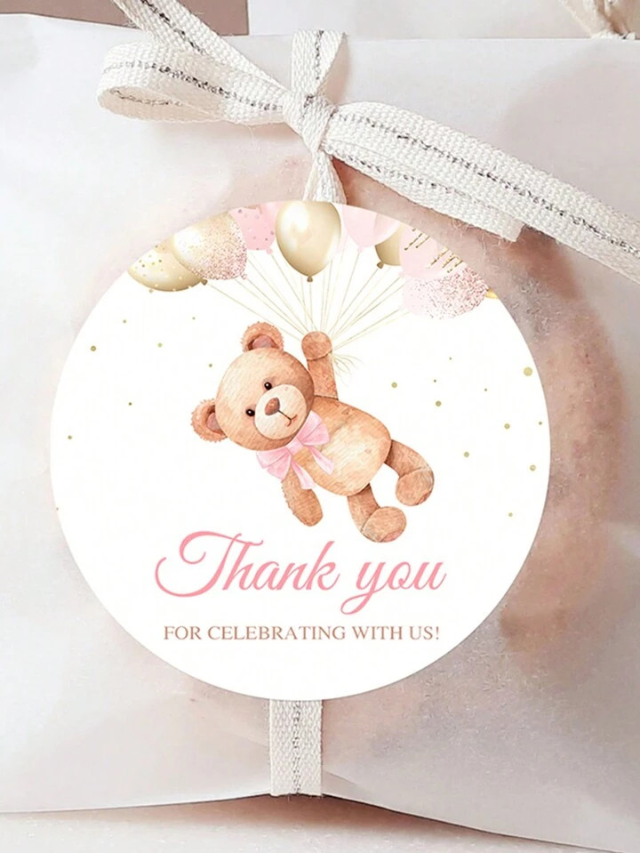 48pcs Pink Teddy Bear Stickers, Girls' Birthday Party Stickers Labels, 2-Inch Thank You Stickers,... | SHEIN