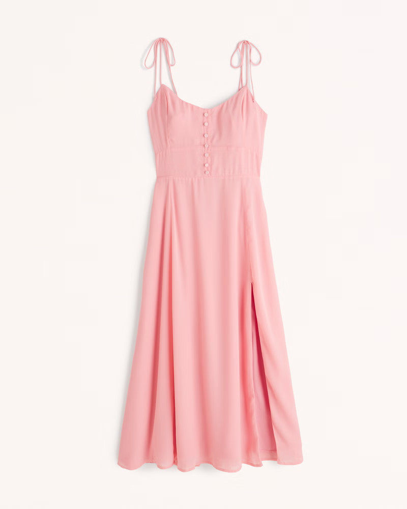 Tie-Strap Corset Midi Dress | Abercrombie & Fitch (US)