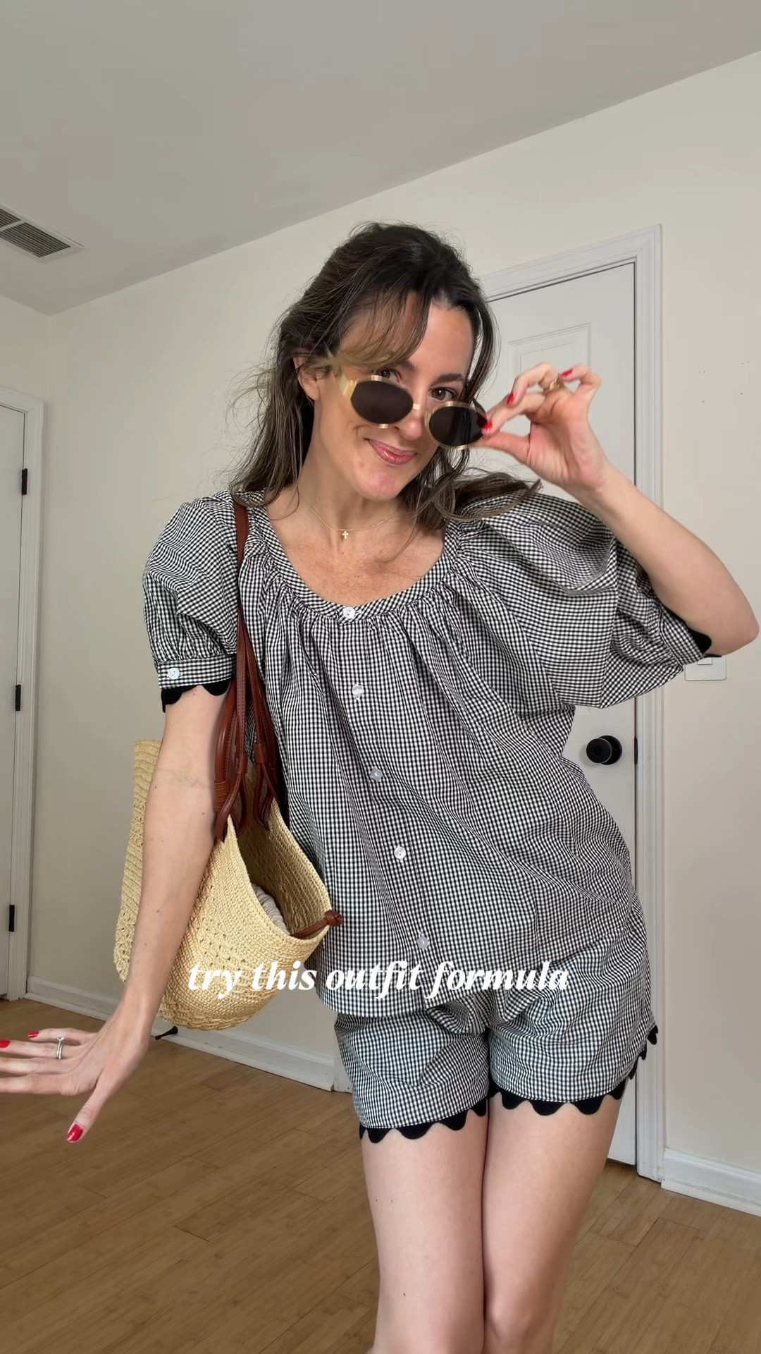 The perfect spring time outfit! 

Gingham Matching set from Amazon small 
Sézane Justine basket bag 
Tkees Jo sandals size 7

#LTKootd #LTKmomlife #LTKSeasonal