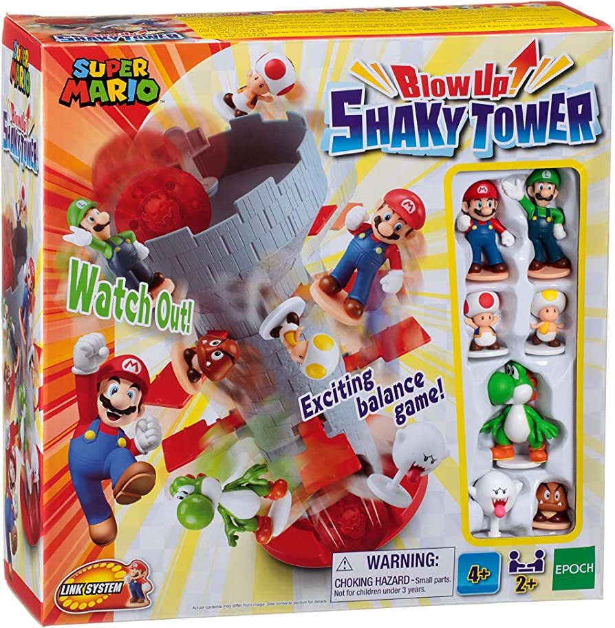 Epoch Games Super Mario Blow Up! Shaky Tower Balancing Game, Tabletop Skill and Action Game with ... | Amazon (US)