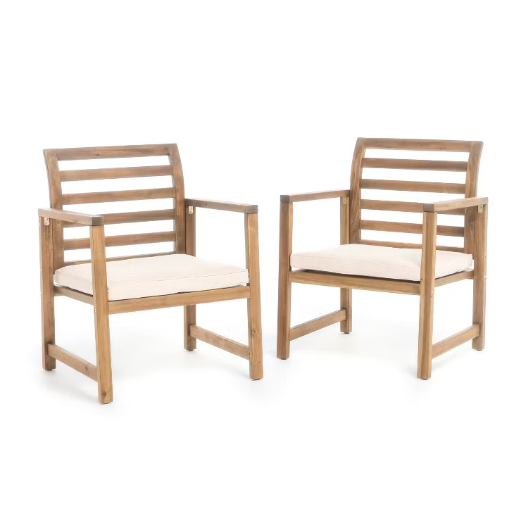 Emilano Set of 2 Acacia Wood Club Chair - Natural Stained - Christopher Knight Home | Target