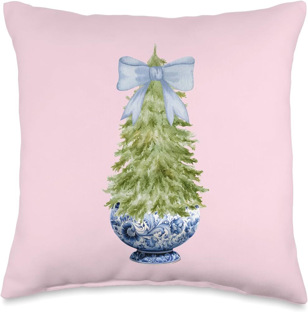 Chinoiserie Gifts by Southerngal Chinoiserie Christmas Tree Blue Willow Pink Vase Hanukkah Throw ... | Amazon (US)