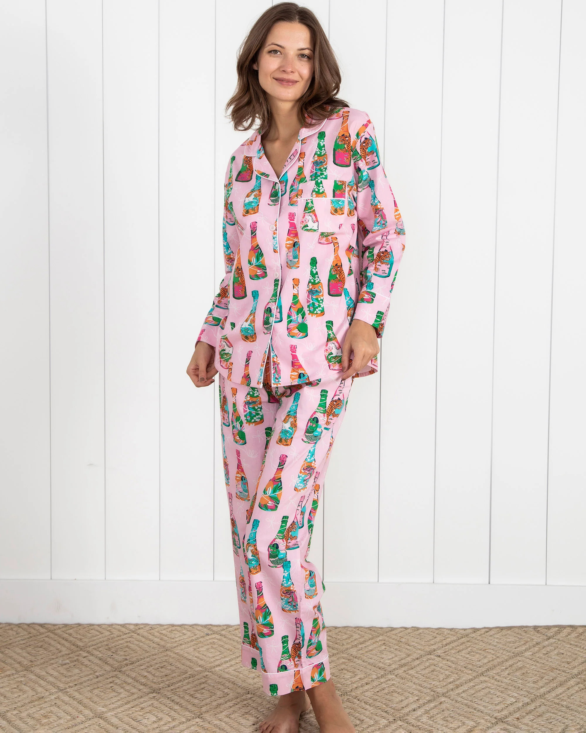Pop the Bubbly - Women's Cotton Long Sleep Set - Sparkling Rose | Printfresh