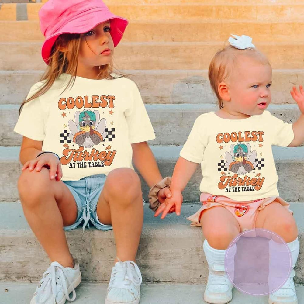 LOTUCY Thanksgiving Toddler Boys Shirt Cutest Turkey at The Table Shirt Retro Thanksgiving Fall H... | Amazon (US)