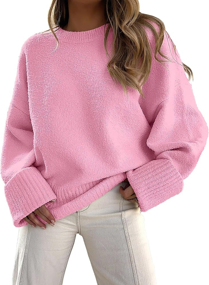 LOGENE Women's Oversized Sweater Crewneck Long Sleeve Soft Fuzzy Knit Pullover Sweaters 2024 Wint... | Amazon (US)