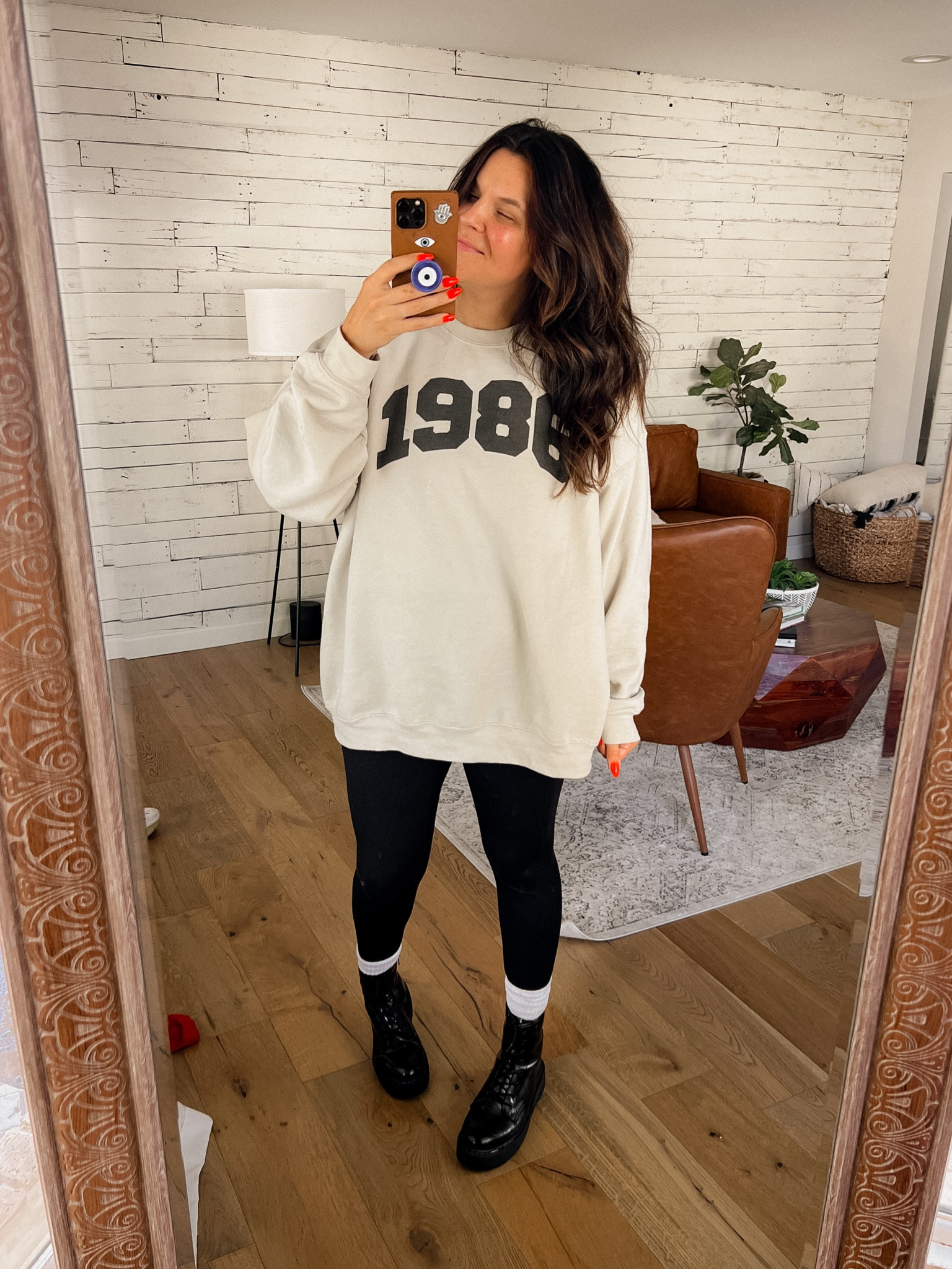 1986 oversized sweatshirt: 3XL
Aerie Crossover Leggings: Large
Ribbed Scrunch Socks: Amazon
Platform Patent Combat Boots: old from Target, but linked up several similar 


#LTKmidsize #LTKfindsunder50 #LTKstyletip