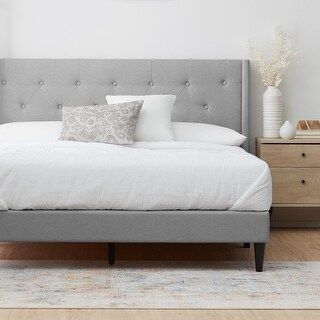 Brookside Bella Diamond Button Tufted Wingback Upholstered Bed (Stone - Full) | Bed Bath & Beyond