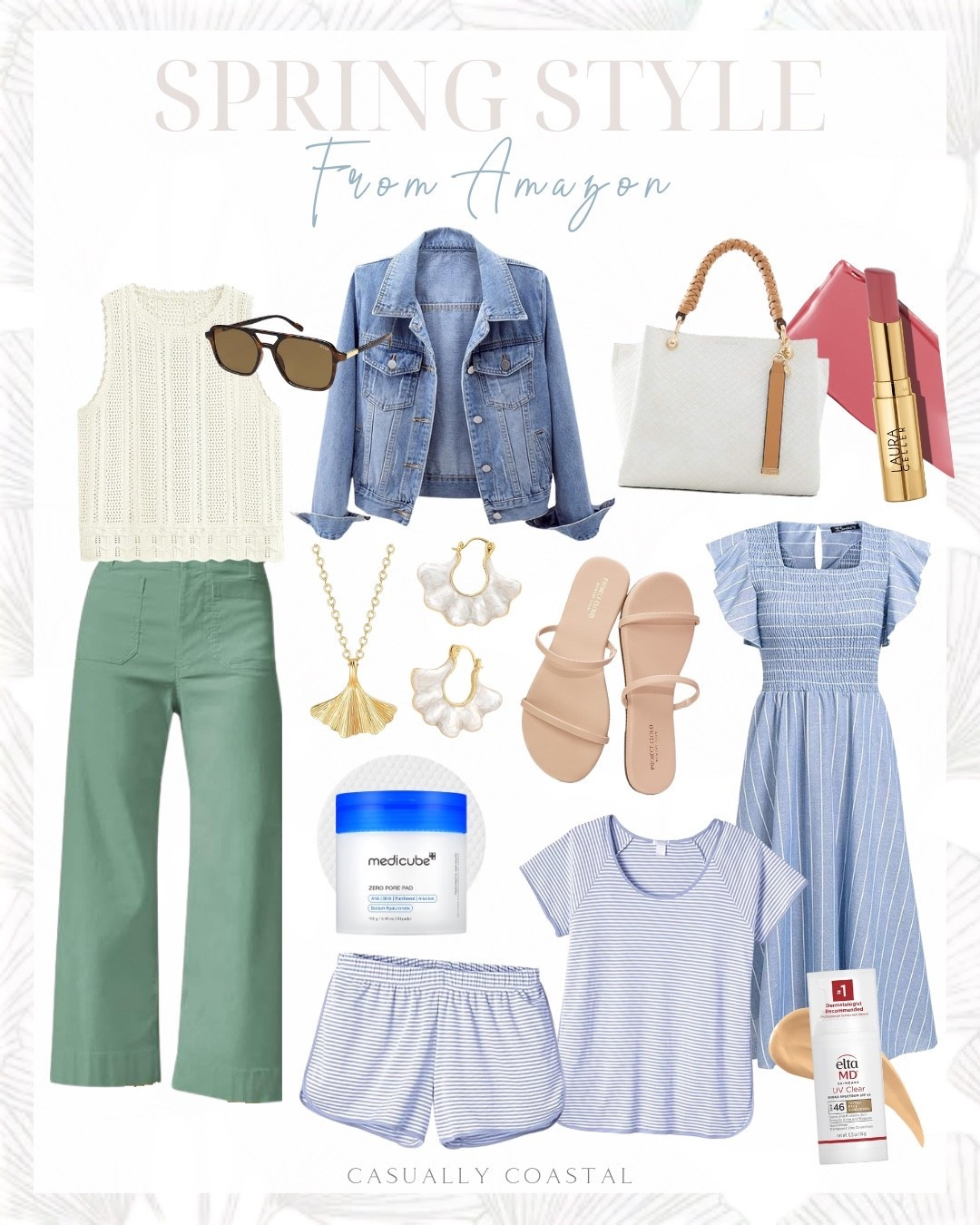 Spring Style From Amazon

Amazon jeans, Amazon dress, spring outfit, spring dress, Amazon denim jacket, Amazon purse, Amazon sandals, Amazon necklace, Amazon earrings, spring jewelry, Amazon sunglasses, green high waisted cropped wide leg pants, crochet tank top, spring top, casual jean jacket, striped pajama set, coastal pajamas, medicube toner pads, Laura geller jelly balm, smocked midi dress, coastal dress, aviator sunglasses, leather flip flops, tan flip flops, coastal tote bag, shell necklace, flower statement earrings, eltamd daily face sunscreen 

#LTKHome