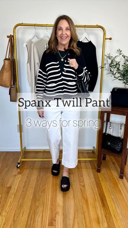 Spring is here, and I love wearing the Span Twill cropped pants. 

Here are three ways to style them! Use my code SANDYKXSPANX for 10 % off your order! 
1. Neutral colors
2. Blue and brown combo
3. Black and white. 

I'm wearing a petite small. 

#LTKover40 #LTKSeasonal #LTKtravel