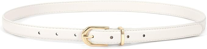 JASGOOD Womens Skinny Leather Belt Ladies Thin Faux Leather Belt with Gold/Silver Buckle for Jean... | Amazon (US)