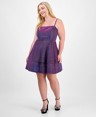 Trendy Plus Size Fit & Flare Glitter Dress | Macy's
