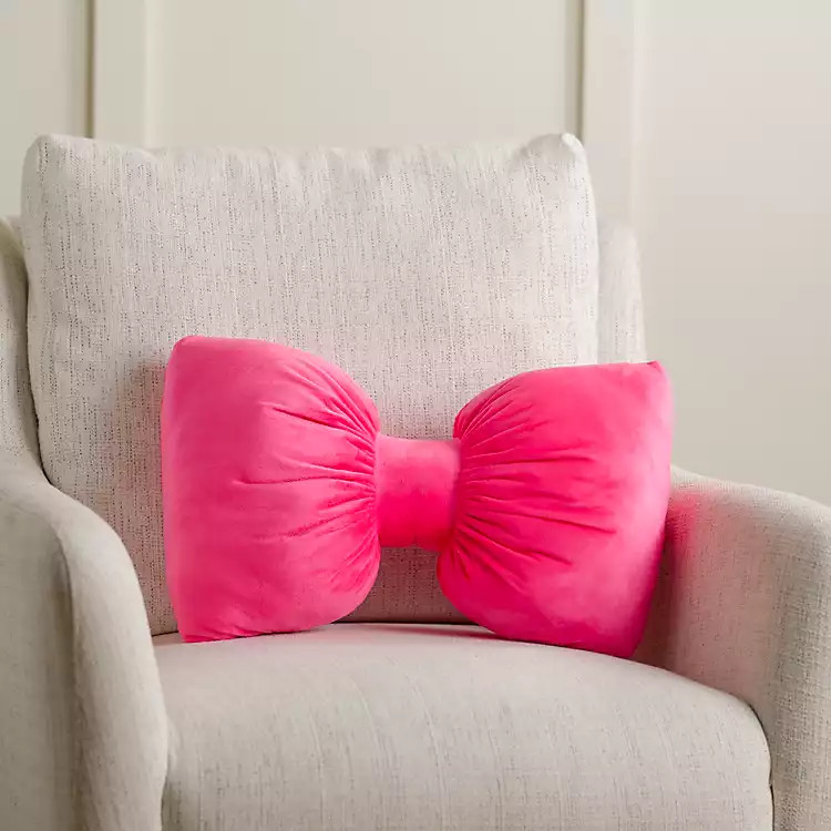 Pink Holiday Bow Shaped Pillow | Kirklands