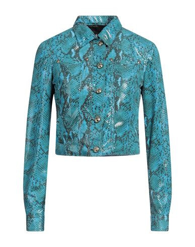 Versace Jeans Couture Woman Jacket Turquoise Size 6 Polyester, Polyurethane resin | YOOX (US)