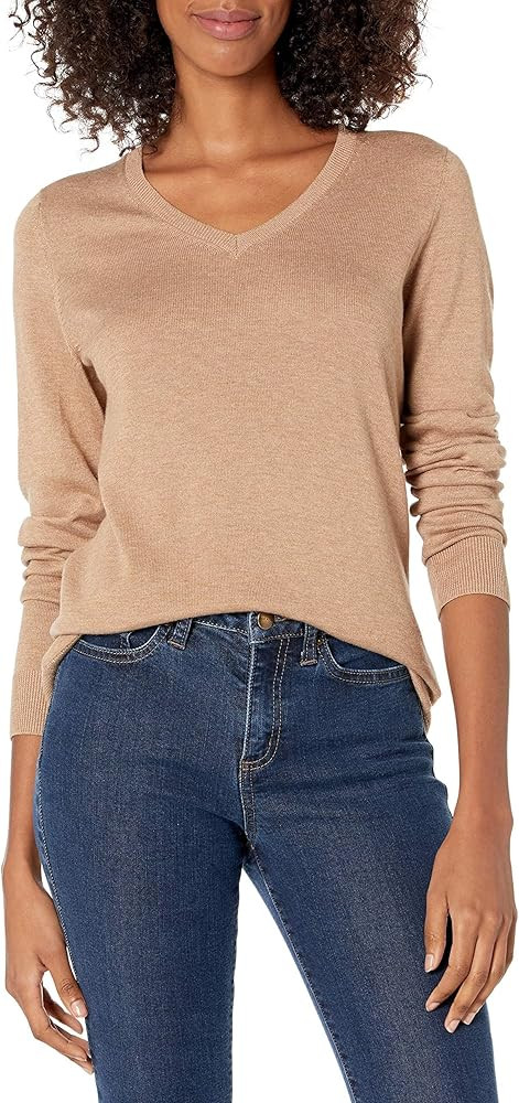 Amazon Essentials Women's Regular-Fit Lightweight Long-Sleeve V-Neck Sweater (Available in Plus S... | Amazon (US)