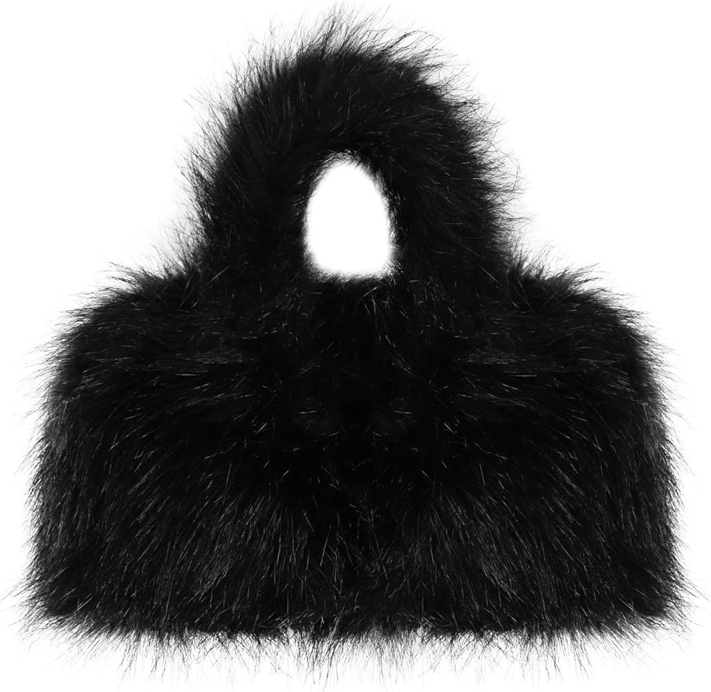 HAOAN Trendy Faux Fur Handbag Purse Furry Hobo Bag Fuzzy Tote Bag for Women | Amazon (US)