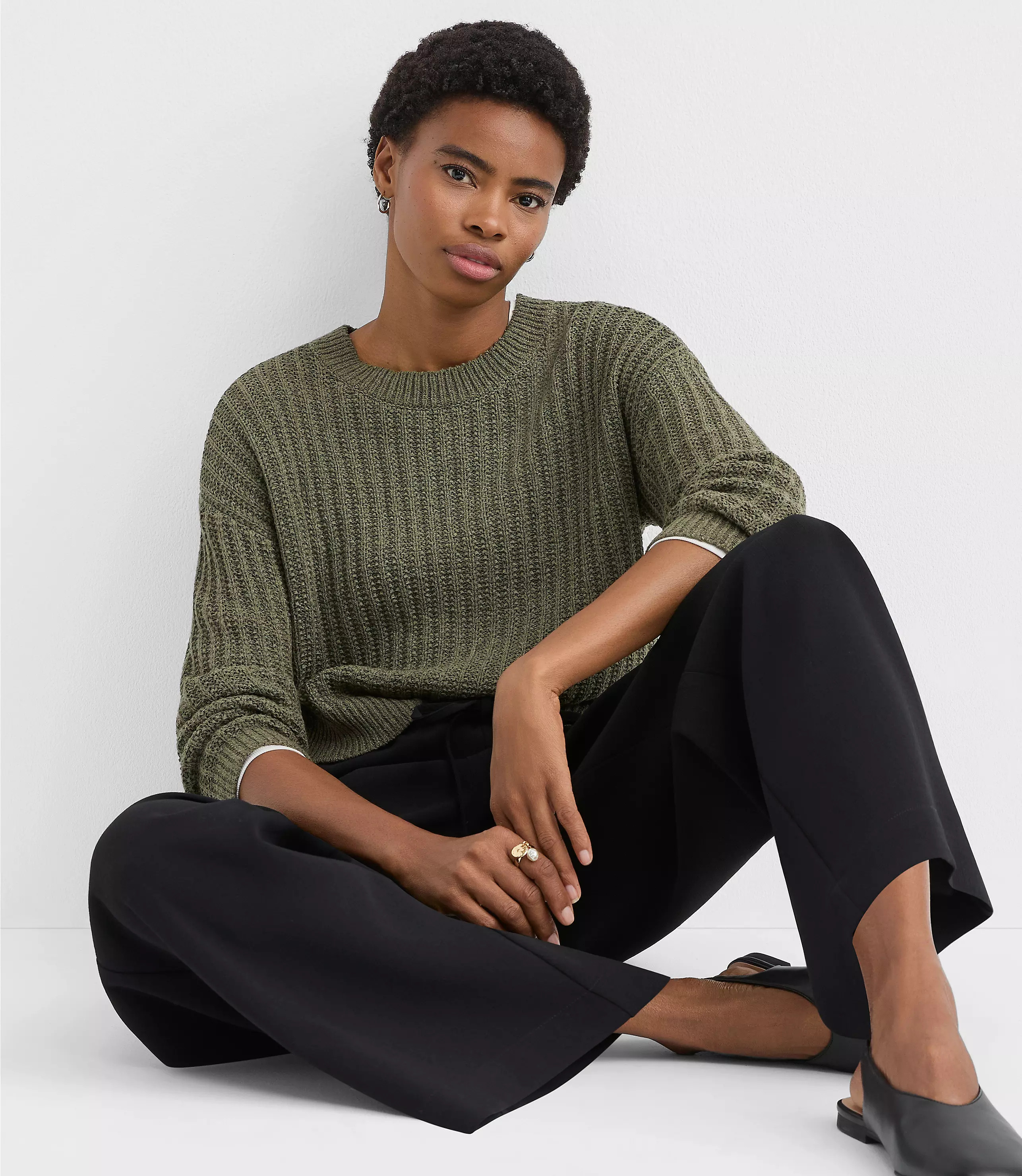 Ribbed Relaxed Sweater | LOFT