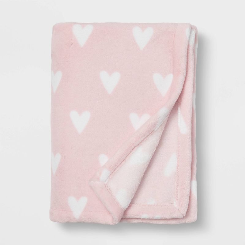 Toddler Bed Plush Blanket - Cloud Island™ Pink Heart | Target
