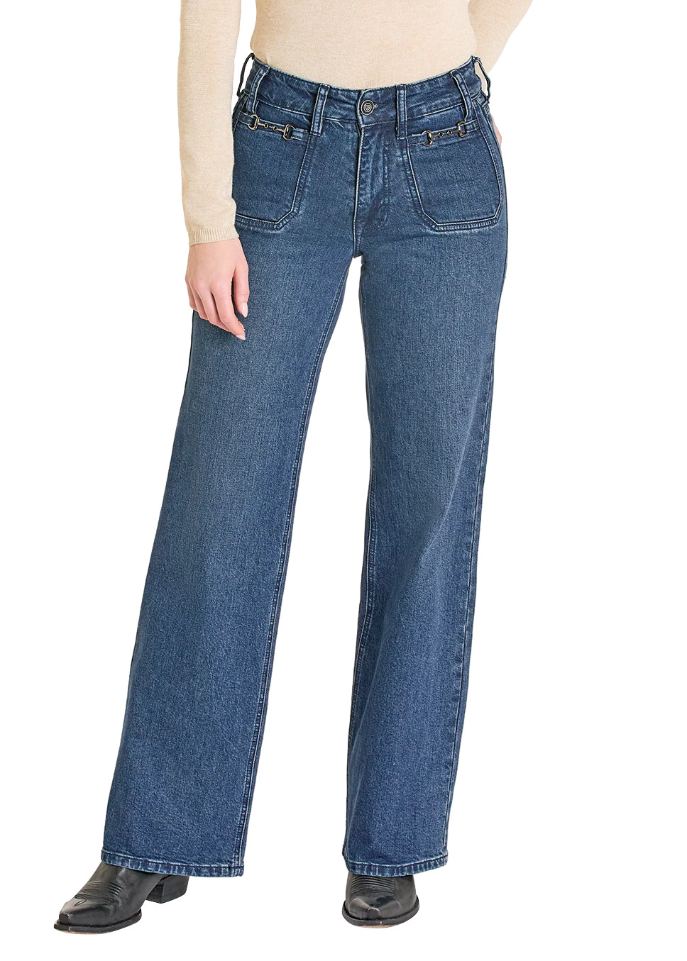 Women's West Desperado High Rise Horse Bit Wide Leg Flare Jeans | Rock & Roll Denim