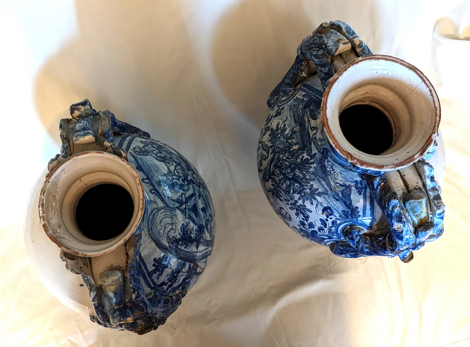 Pair of 18th Century Italian Majolica Large, Blue and White Earthenware Vases; Adam & Eve and War... | Etsy (US)