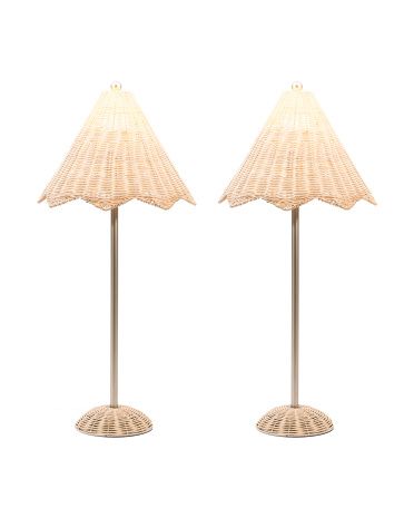 Set Of 2 Scalloped Rattan Table Lamps | Marshalls