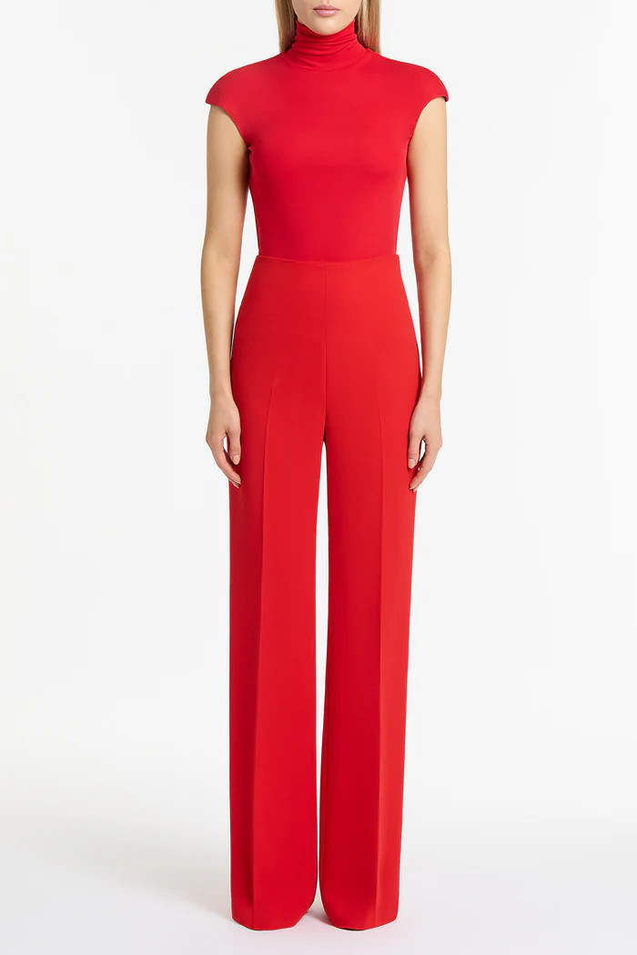 RED CREPE WIDE WAISTED PANT | Carla Zampatti