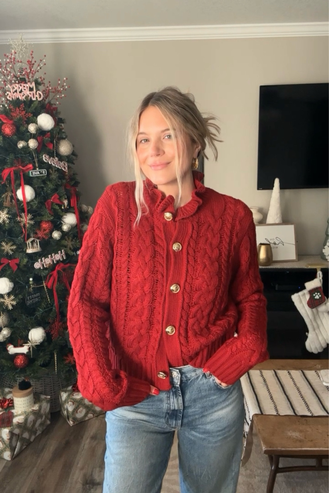 My favorite sweaters of the season ❤️ Beautiful deep reds, bold details, TTS. 

#LTKFindsUnder50 #LTKSeasonal #LTKStyleTip