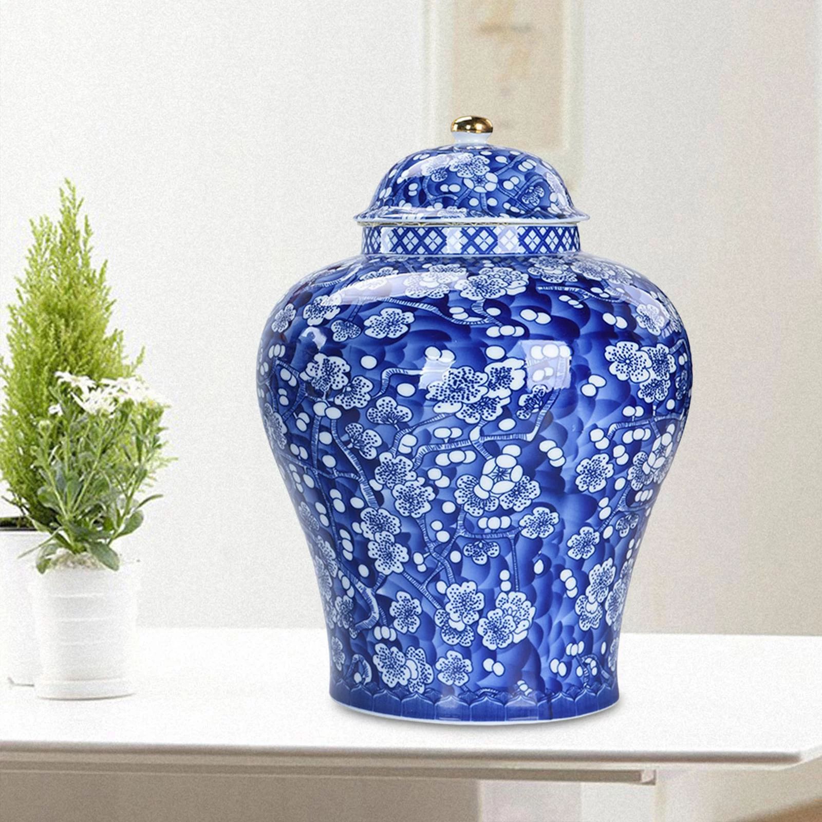Chinese Plum Blossom Porcelain Ginger Jar with Lid Blue and White Beautiful | Walmart (US)