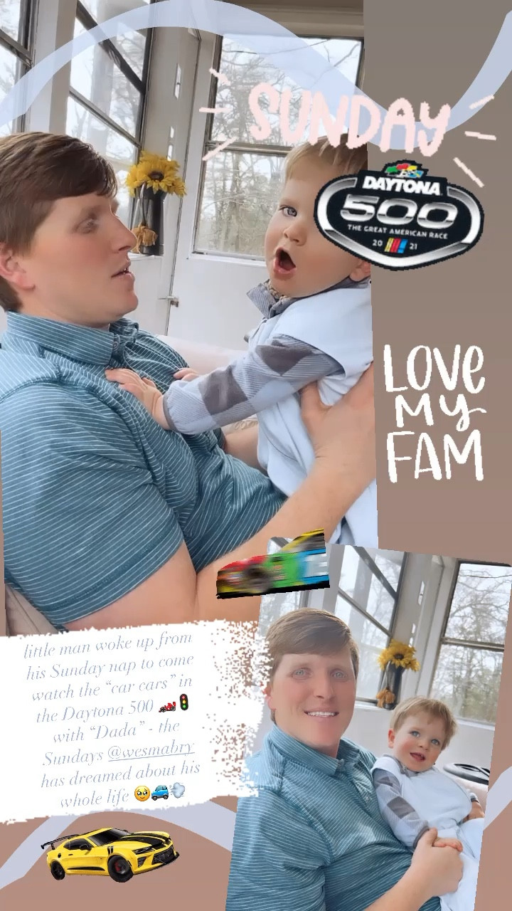 little man woke up from his Sunday nap to come watch the “car cars” in the Daytona 500 🏎️🚦with “Dada” - the Sundays @wesmabry has dreamed about his whole life 🥹🚙💨

#LTKhome #LTKfamily #LTKbaby