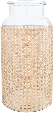 Bloomingville 14.5"H Glass Vase with Decorative Cane Sleeve Beige | Amazon (US)