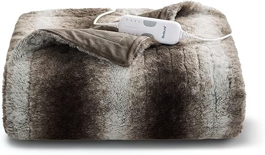 Bedsure Electric Blanket Heated Throw - 50”×60“ Faux Fur Low Voltage Heated Blanket, 4 Heati... | Amazon (US)