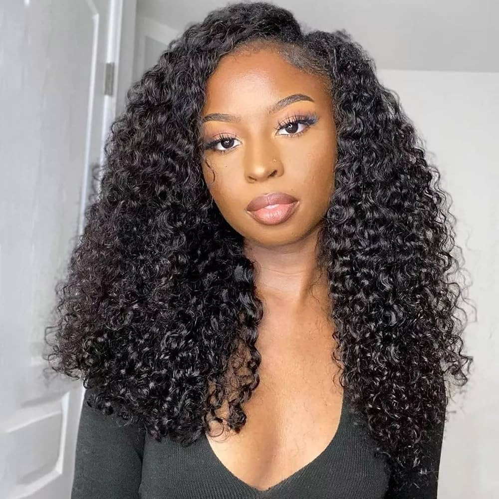 ISEE V Part Wig Human Hair Curly Minimal/No Leave Out Upgrade U Part Wig for Black Women Human Ha... | Amazon (US)