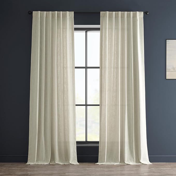 HPD Half Price Drapes Semi Sheer Faux Linen Curtains for Bedroom 120 inches Long Light Filtering ... | Amazon (US)