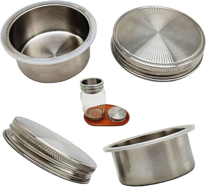 304 SS Salad Divider Cups Separate Vegetable and Dressing for 3.38 Inch Wide Mouth Mason Jar Sala... | Amazon (US)