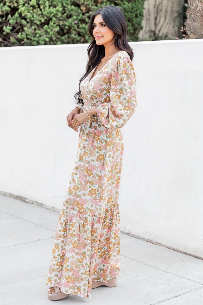 Gather Your Thoughts Multicolored Floral Smocked Waist Maxi Dress | Pink Lily