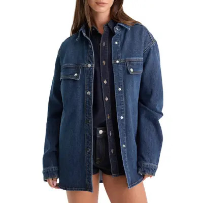 Good American The Denim Overshirt in Indigo1339 at Nordstrom, Size Small | Nordstrom