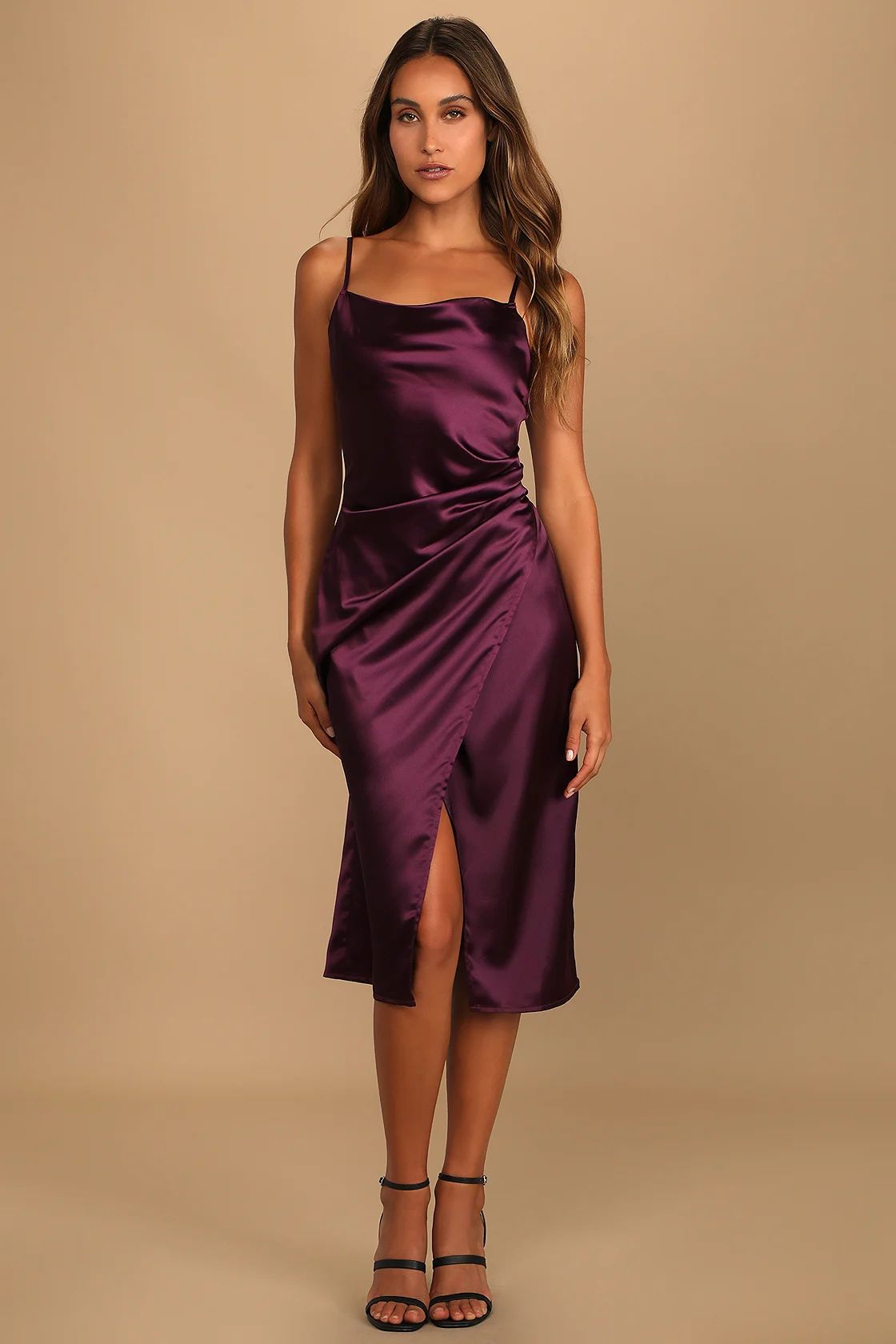 Hollywood Woman Plum Purple Satin Midi Dress | Lulus (US)