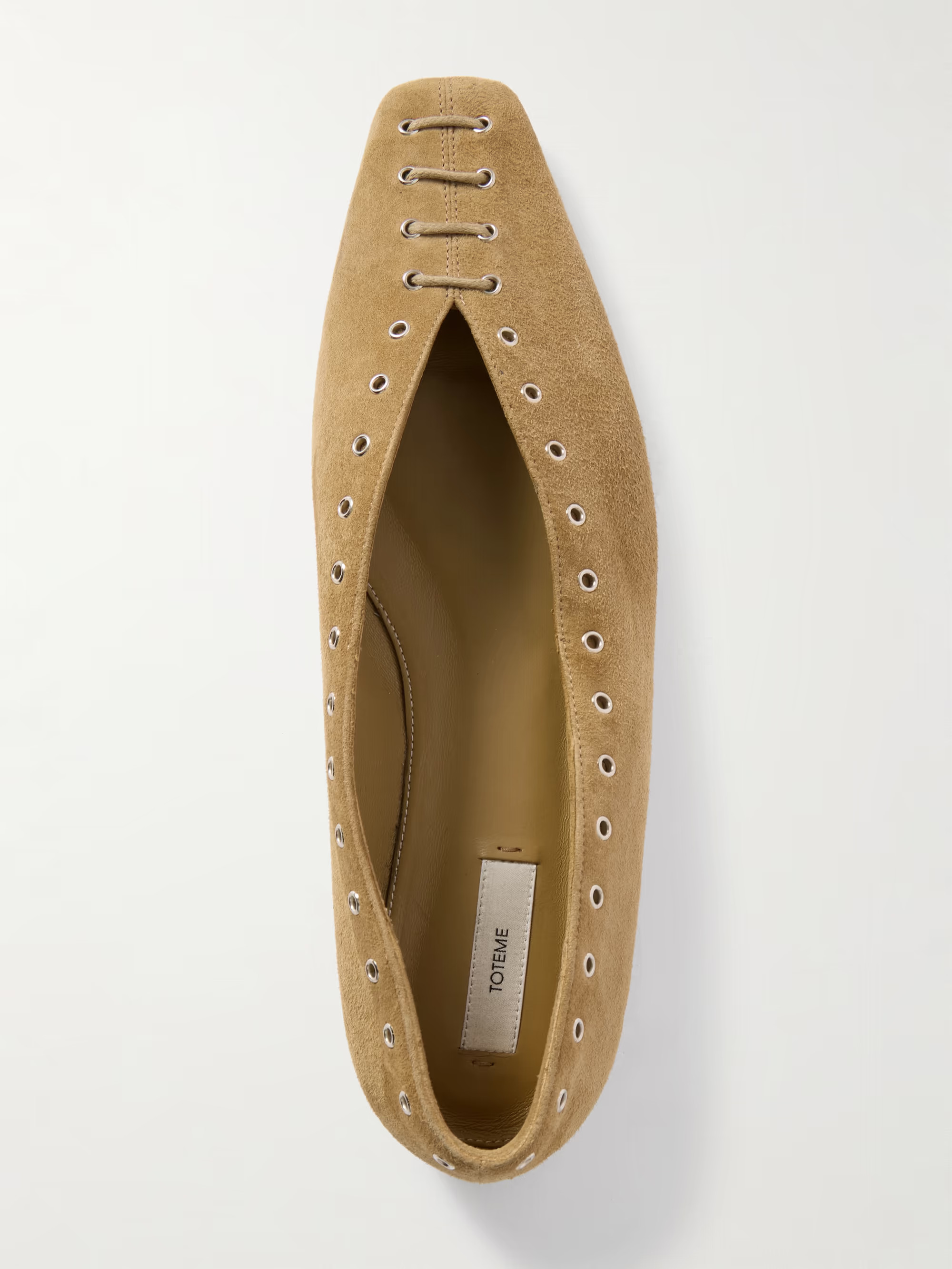 Lace-up eyelet-embellished suede ballet flats | NET-A-PORTER (US)