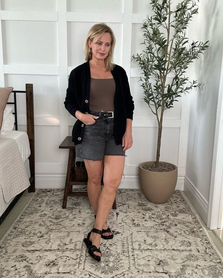 When it’s hot outside but chilly indoors in the air conditioning, consider shorts and layer with a sweater. Black ankle strap sandals are very popular this summer. This look is a little more elevated than just denim shorts & a tee! 

#LTKOver40 #LTKStyleTip #LTKSeasonal