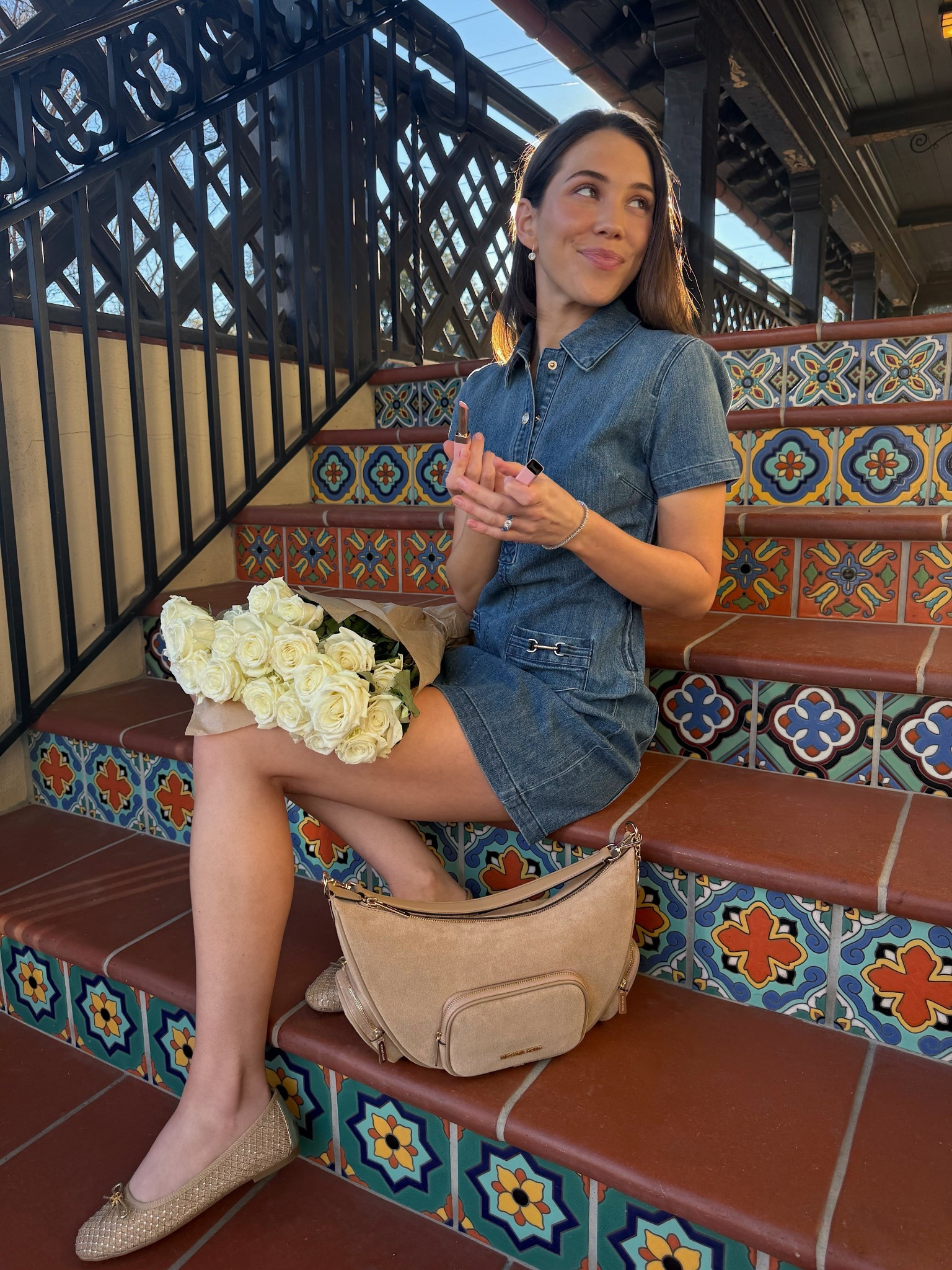 Loving my new @michaelkors denim dress for spring! Stayed true to my usual uniform & paired it with some ballet flats

#LTKootd #LTKSeasonal #LTKSaleAlert