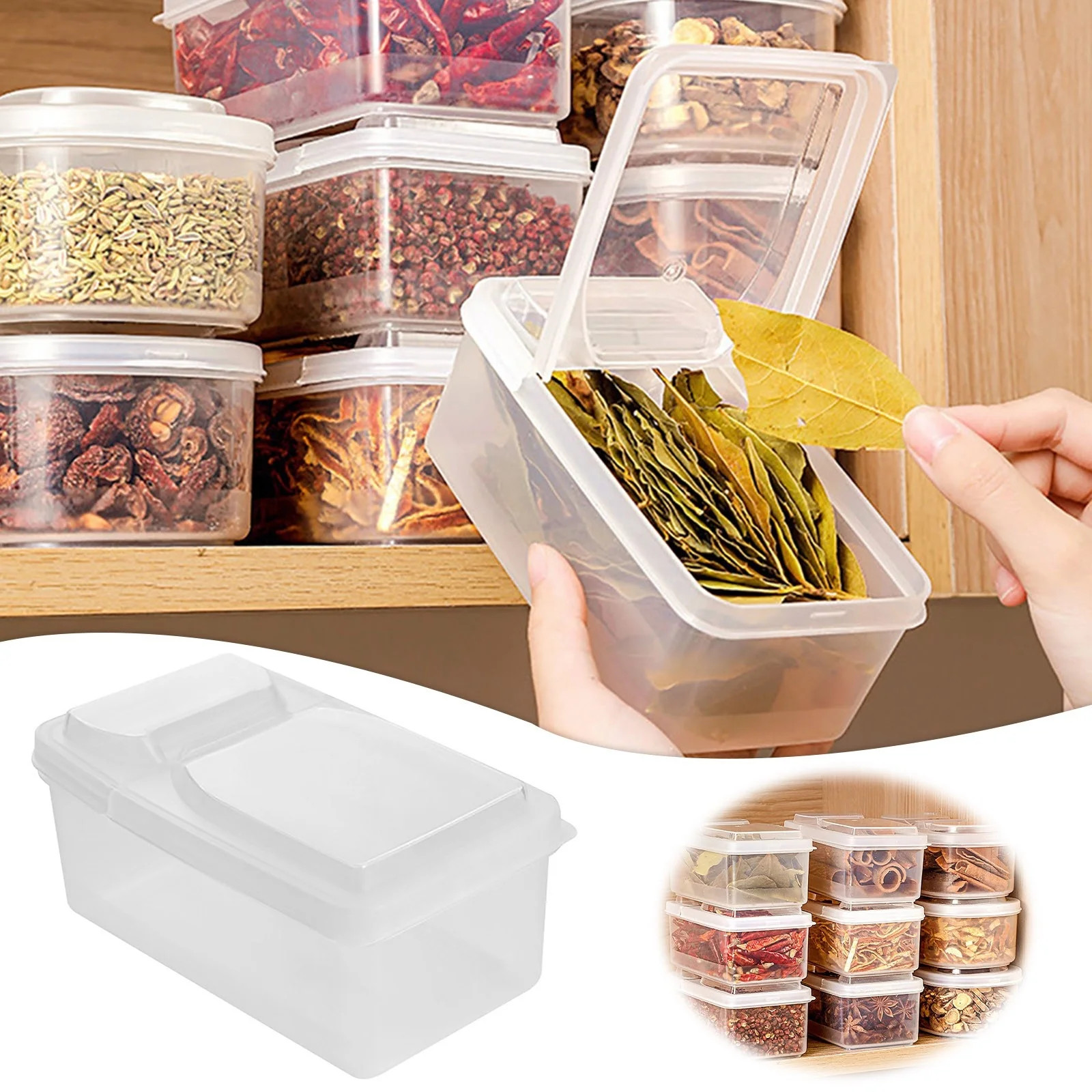 MMJ Food Storage Containers With Lids Flip Top Spice Organizer Box Fridge Clear Stackable Seasoni... | Walmart (US)