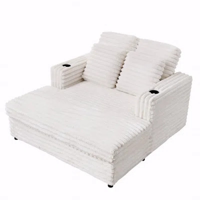 Chaise Lounge Chair Soft Corduroy Upholstered Fabric For Living Room,Oversized Lounge Chair Includes With Cup Holders With Side Pockets And With USB P | Wayfair North America