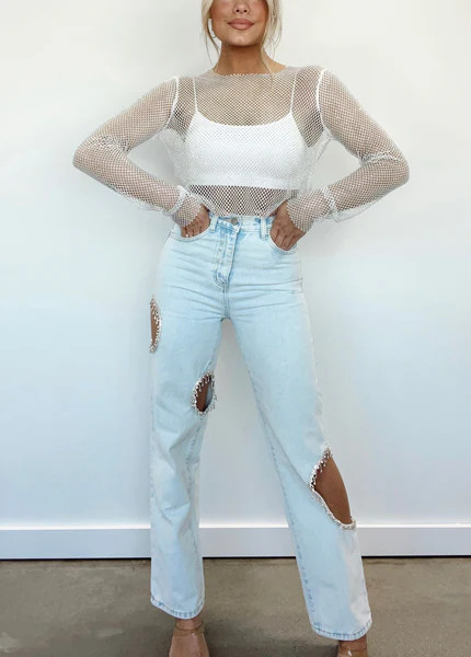 Light Wash Rhinestone Denim | Lane 201 Boutique