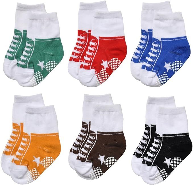 EPEIUS Unisex Baby Girls Boys Non-Slip Socks (Set of 6) | Amazon (US)