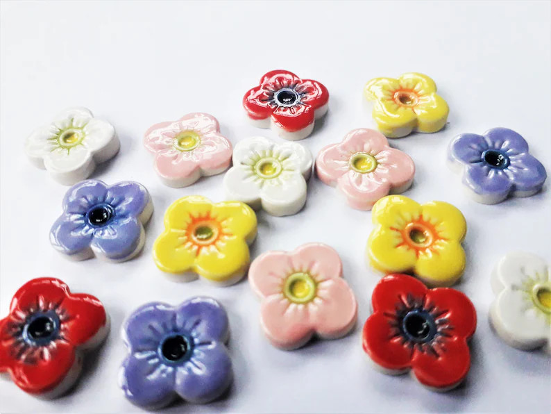 15 Ceramic Poppies Mosaic Tiles Mixed Colour Poppy Shapes - Etsy | Etsy (US)