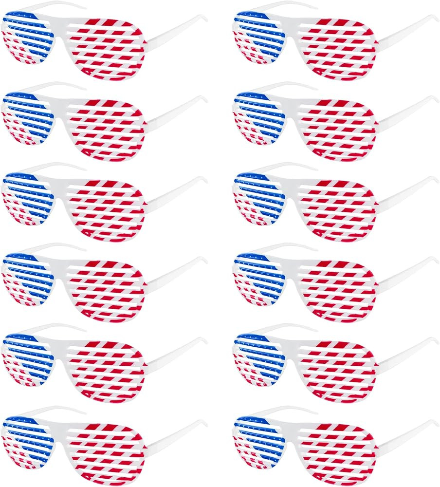 American Flag USA Patriotic Design Plastic Shutter Glasses Shades Sunglasses Eyewear for Party Pr... | Amazon (US)