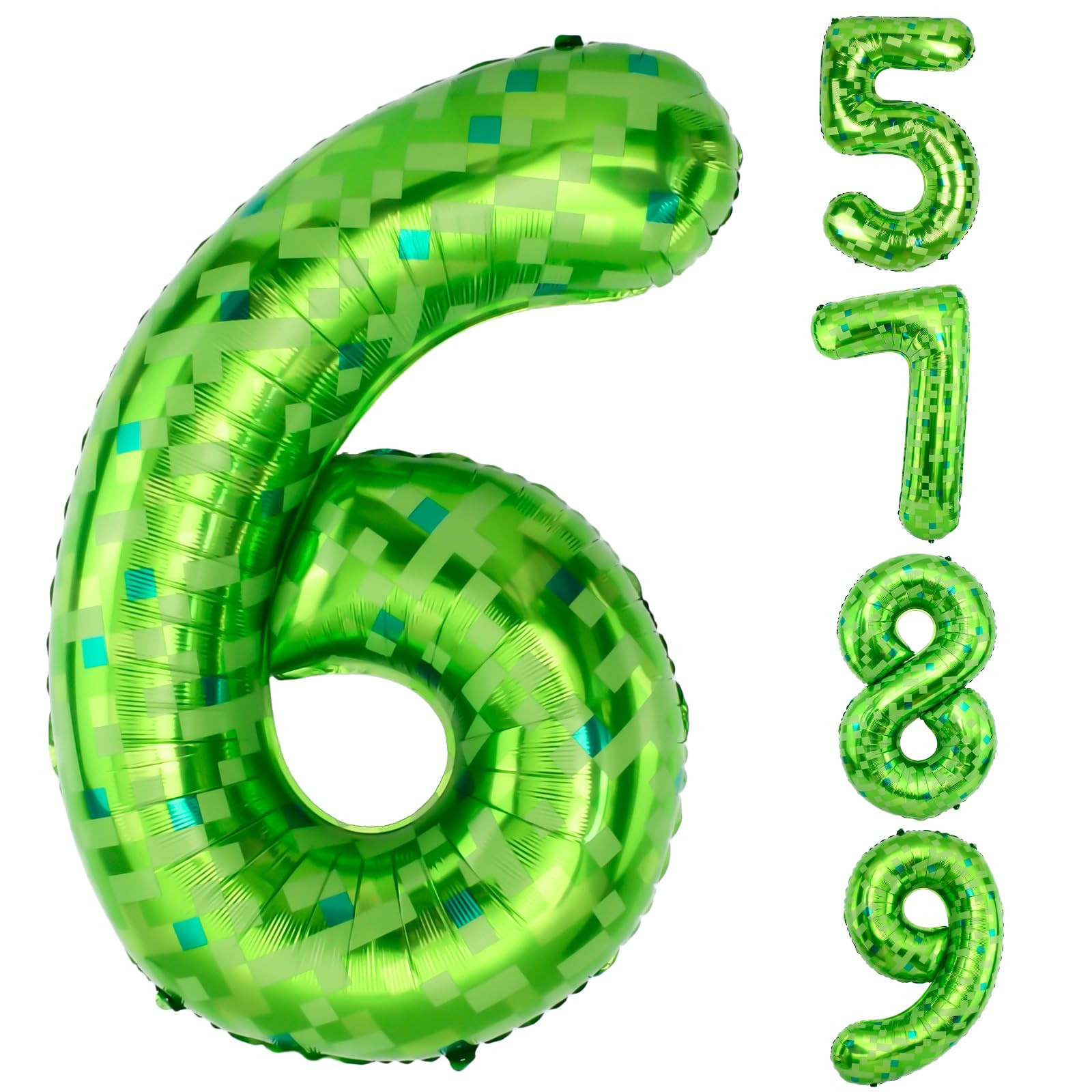 40 Inch Giant Green Pixel Miner Theme Number Balloons 40 Inch Foil Party Balloons,Balloon Number ... | Amazon (US)