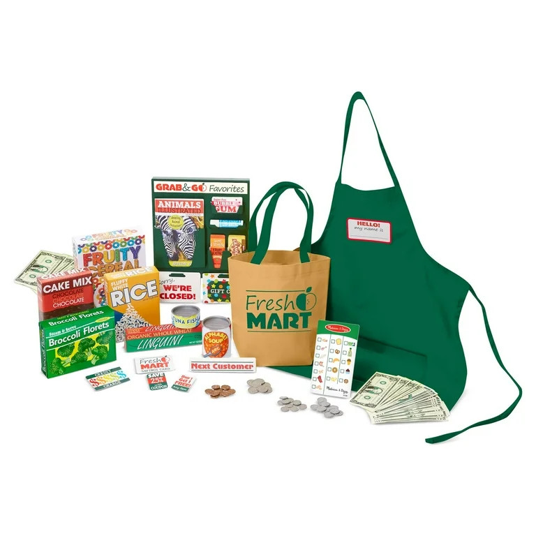 Melissa & Doug Fresh Mart Grocery Store Play Food and Role Play Companion Set | Walmart (US)