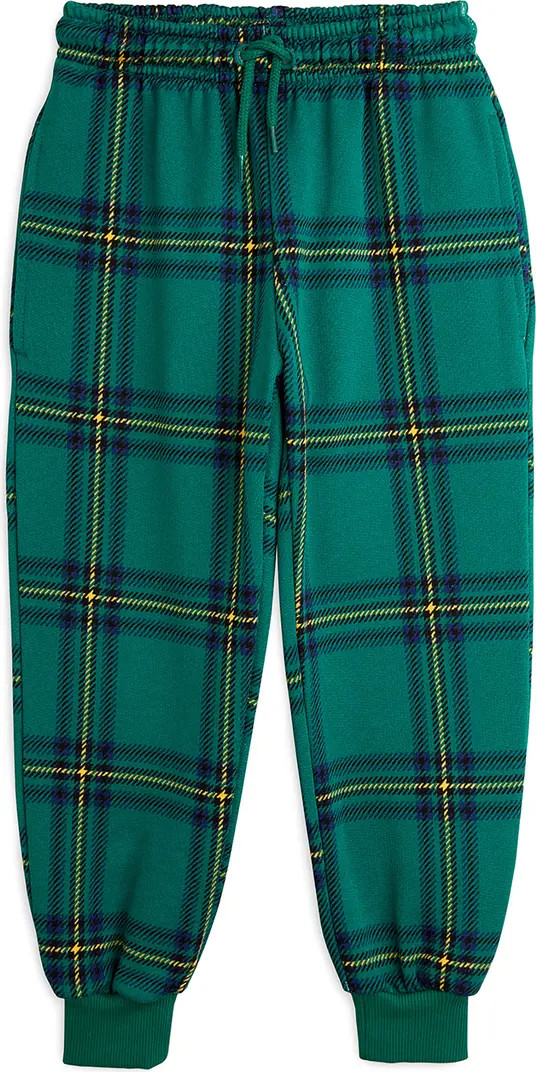 Mini Rodini Kids' Check Print Organic Cotton Fleece Sweatpants | Nordstrom | Nordstrom