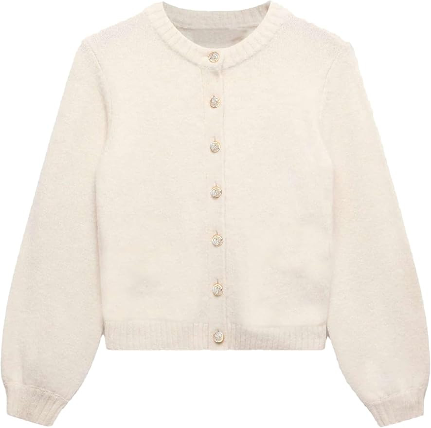 Womens Cardigan Sweaters Cropped Long Sleeve Button Knit Sweater Outerwear Casual Fall Trendy Jac... | Amazon (US)