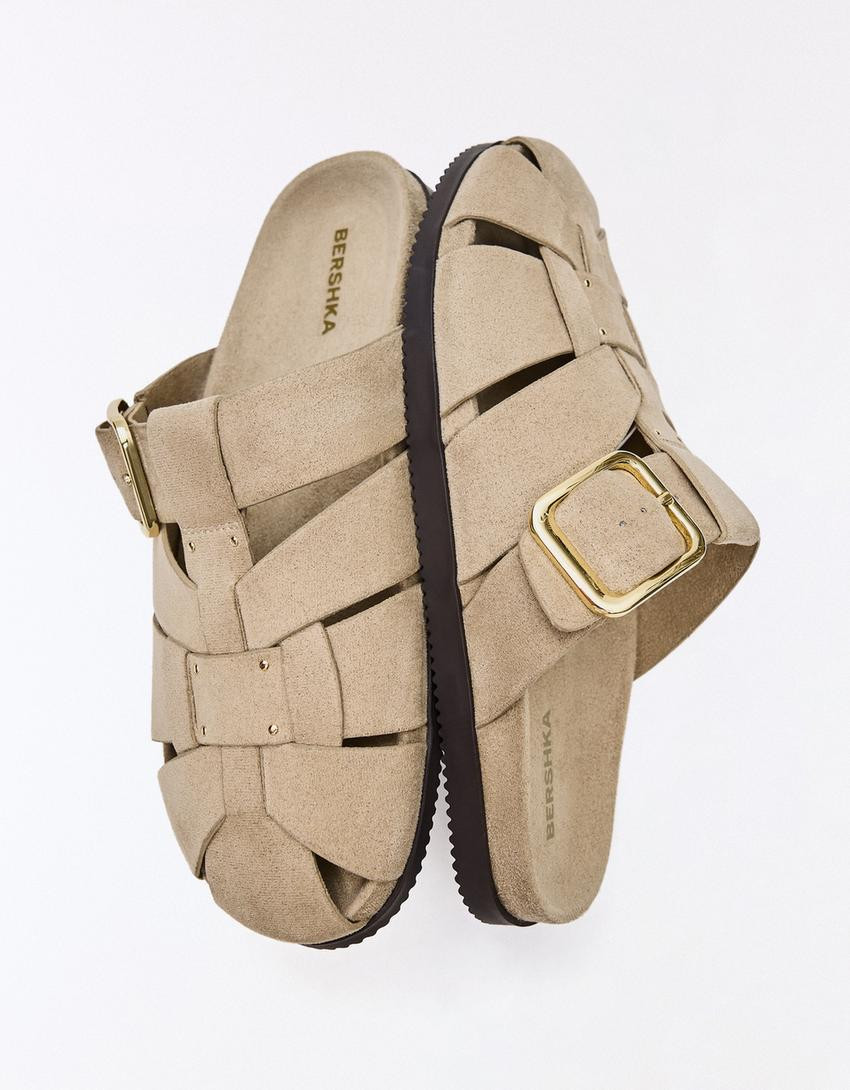 Mule cage sandals - Flat shoes - Women | Bershka UK